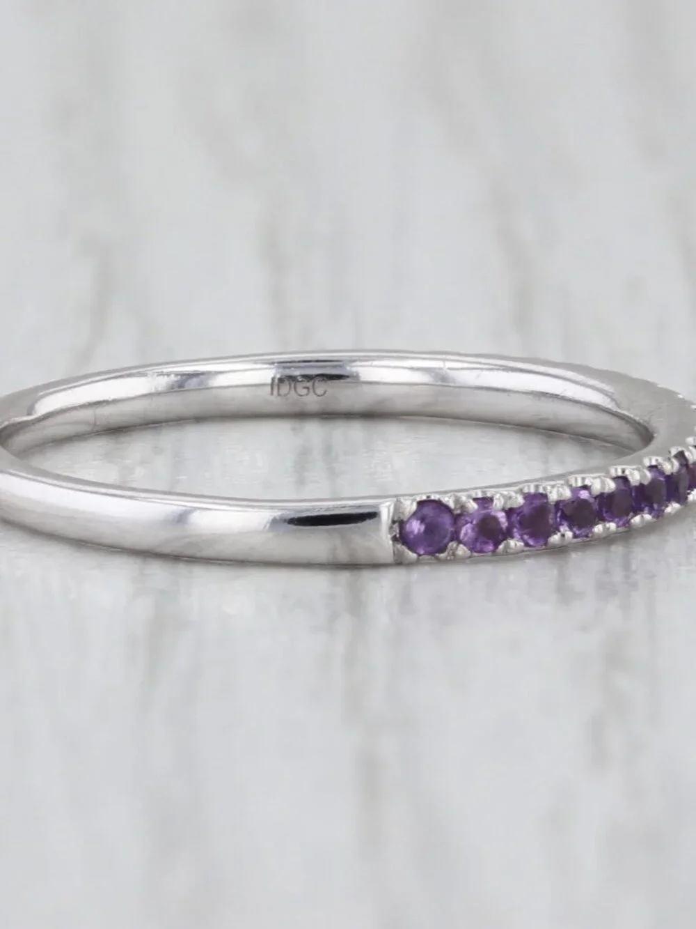0.26ctw Amethyst Stackable Ring 14k White Gold Size 9.25 Wedding Band